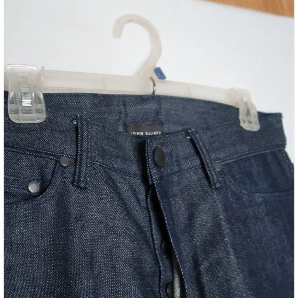 John Elliott Mens 32 Dark Wash Japanese Denim Slim Tapered‎ Jeans Button Fly EUC